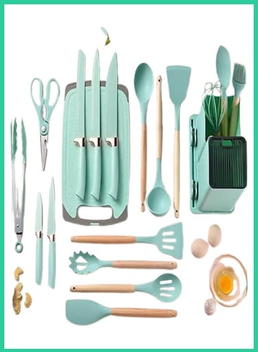 Houseware Premium 19-Piece Silicone Kitchen Utensil Set - Heat Resistant, Non-Stick Cooking Tools with Holder   Durable &amp; BPA-Free