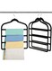 Velvet Pant Hangers &acirc;&euro;&ldquo; 2-Pack Black Non-Slip Multi-Layer Hangers, Space-Saving Closet Organizer for Pants, Jeans, Trousers, Scarves