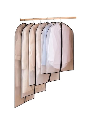 Azonee Set of 6 Clear Garment Bags Clothes Covers Protecting Dusts, Lightweight Dust-Proof Clothing Cover Bag, Dust-Proof Clothing Cover, Dress Bag with Full Zipper, Used for Closet Storage and Travel