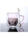 Cat Mugs Glasses Double Wall Insulated Glasses Espresso Cup, Coffee Cup, Tea Cup, Milk Cup With 1 Piece Cute Cat Spoon, Best Gift for Office and Personal Birthday &iuml;&frac14;&circ;Pink Cat)