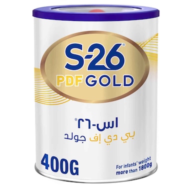 إس-26 بي دي إف غولد حليب الأطفال الخدج المصنوع من حليب البقر مع الحديد، 400 غرام