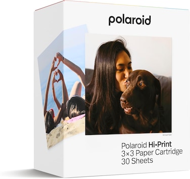 Polaroid Hi-Print Paper Cartridge  3x3-inch 30pcs Photo Sheets, Studio Quality Square Print, Fast 50-Sec Print from Smartphones, Works with Hi-Print Pocket Photo Printer 3x3