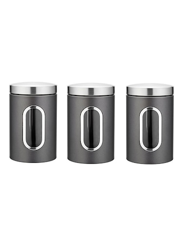 3-Piece Food Storage Container Set With Lids Black 34centimeter