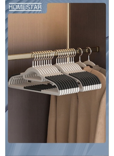 20 PCS Plastic Hangers, Heavy Duty Durable Coat and Clothes Hangers, Dry Wet Coat Hangers with Non-Slip Pads, Lightweight Space Saving Laundry Hangers, Standard Size Ideal for Everyday Use