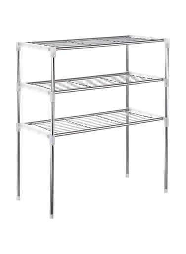 Dubai Gallery 3-Tier Multifunctional Storage Rack Silver/White 25.6X11.8X22.4Inch