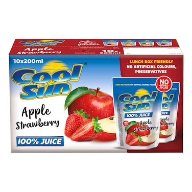 Cool Sun Apple Strawberry Juice, 200ml Pack of 10