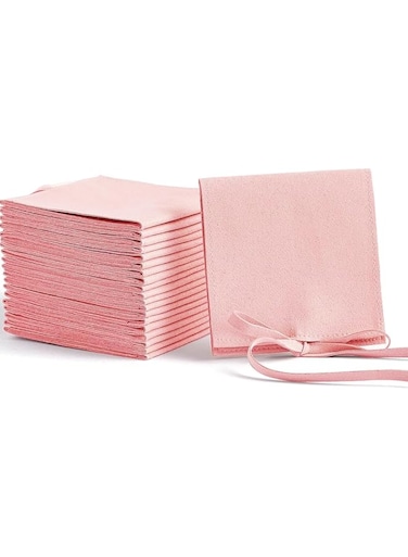 PawPawU&reg; Microfiber Jewelry Pouch, 20pcs Small Suede Gift Packaging Bags Protect Necklaces, Rings, Earrings, Bracelets, Great for Traveling and Gifting (Pink Color)