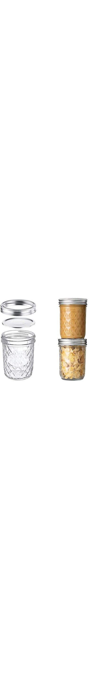 SYOSI Mason Jars with Lids, 16oz Canning and Jelly Jars for Jam, Honey, Meal Prep, Wedding and Shower Favors, Set of 2, Diamond Design