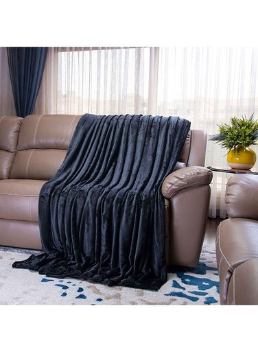 Lightweight Blanket Bed and Sofa 250 GSM Extra Soft Premium Microfiber Black 152x203cm.