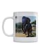 Elephants Printed Ceramic Mug White/Grey/Green