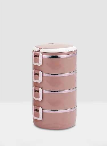 4-Layer Lunch Box Pink 25x15centimeter