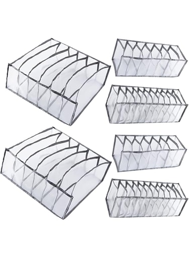 CWorld BabyWorld 6 Pack Underwear Organizer, Drawer Organizer and Storage for Clothes, Closet Clothing Dividers 6/7/11 Compartments for Bra, Socks and Panties