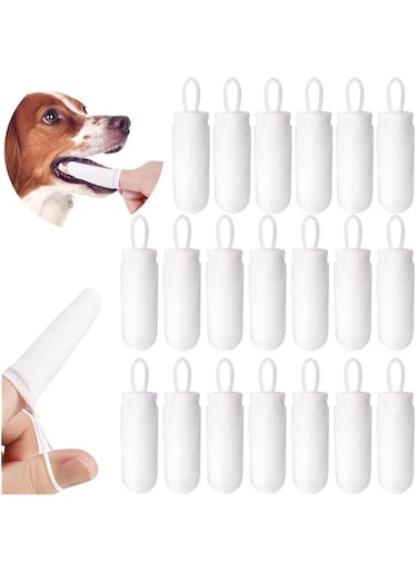 KASTWAVE Dog Finger Toothbrush, 20 Pcs Microfiber Fingerbrush for Dogs Soft Finger Toothbrush Pet Dental Finger Brush for Dog Cat Teeth Cleaning Remove Plaque and Tartar