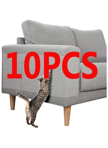 10Pcs Furniture Protectors from Cats, with 10 Fixing Nails, Cat Scratch Deterrent Sheet   Double-Sided Training Tape an-ti Pet Scratch for Couch Furniture Protector, 17.7"x12" (10+10)