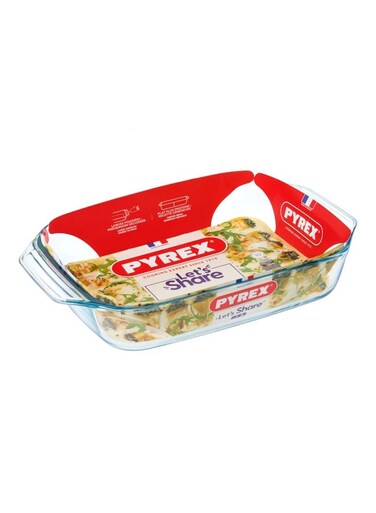 Pyrex Irresistible Rectangular Roaster 2.1L - Versatile Borosilicate Glass Kitchen Essential Clear