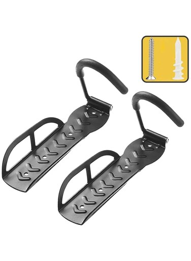 UUHOME Bike Rack Garage 2 Pack Bike Wall Mount Vertical Bike Hooks Storage System Wall Mount Bike Hanger for Garage Indoor Shed-Easy to install Use-Heavy Duty Holds up to 65 lb with Screws, black