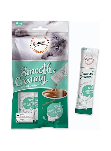 Gnawlers Smooth &amp; Creamy Lickable Cat Treats (4pcsx15g) - Chicken &amp; Liver Flavour