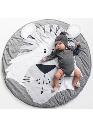 Baby Cotton Play Mat Soft Crawling Mat White Detachable Washable Game Blanket Floor Playmate Kids Infant Child Activity Round Rug Home Room Decor Upholstered Crawling Play Bedroom Decor tiger
