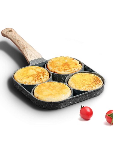 four-cup egg pan, medical stone non-stick frying pan, compatible with all heat sources (3-inch eggs)