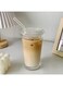 Tumbler Stripe Glass Cup Coffee Cup With Lid and Straw Drinking Glasses for Water,Iced Coffee,Milk,Tea,Juice (A-Stripe) (TWBZ-0115)