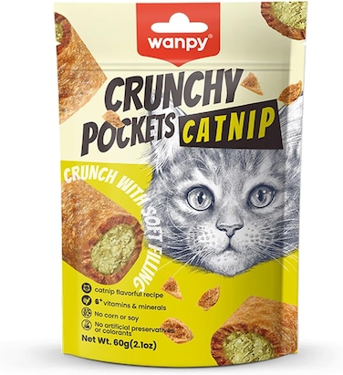 Wanpy Crunchy Pockets for Cats - Catnip &amp; Chicken Recipe 60g