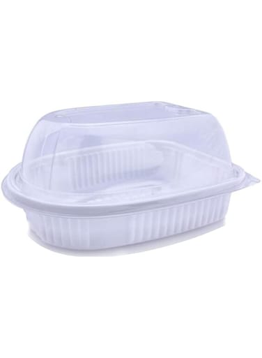 Plastic Disposable Chicken Tray with Microwave Clear Lid for Full Chicken, Pack of 12