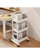 3-Tier Rolling Utility Cart with Wheels &amp; Handle &acirc;&euro;&ldquo; Multi-Purpose Storage Organizer Shelf for Kitchen, Bathroom, Office, and Living Room &acirc;&euro;&ldquo; Durable Metal Storage Rack on Wheels, White