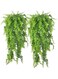 NC Amzuia 2 Pcs Artificial Ivy Leaf Plants, Boston Fern Fake Greenery Hanging Decor Outdoor UV Resistant Plastic Plants