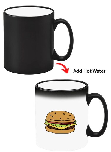 Color Changing Heat Sensitive Ceramic Mug, Image Revealed When HOT Liquid is Added! Burger