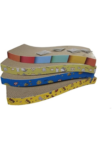 NEXT VOGUE 4 Pcs Cardboard Cat Scratcher for Cats, Reversible Cat Scratch Pad with Catnip, Textures Design S Shape Corrugated Cat Scratch Boards for Furniture Protection