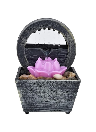 Desktop Fountain Waterfall, Portable Feng Shui Zen Meditation Fountain with LED Light, Indoor Waterfall Ornament Crafts with River Rocks Desk Decoration Gift for Home