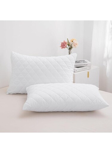 2Pcs Comfortable and Supportive 45x74 Fiber Pillow Made with 100% Cotton Fabric and Premium Polyurethane Filling Ideal for Daily Use Providing Gentle Support, Soft Texture, and a Refreshing Sleeping Experience