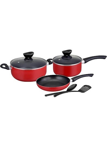 7-Piece Aluminium Cookware Set   Premium Non-Stick Pots &amp; Pans   Tempered Glass Lids   Fast &amp; Even Heat   Durable Kitchen Essentials