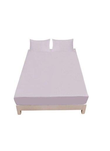 Smart Fitted Bed Sheet Plain Cotton Bed Sheet with 2 Pillow Covers Light Gray