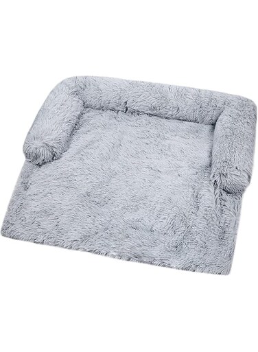 PETPASS Pet Sofa Protector for Dog with Neck Bolster, Plush Dog Bed and More for Cats, Universal Pet Furniture Sofa Bed Cover, Anti-Slip Detachable and Washable - Grey