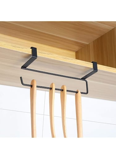 Paper Towel Holder, Tissue Roll Holder for Kitchen Paper Towel Holder Rack Kitchen Towel Roll Hanger (Black)