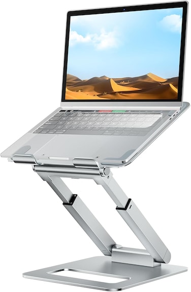 tounee Laptop Stand for Desk Adjustable Height, Telescopic Computer Stand with Pull Out Design Ergonomic Laptop Riser Fits All Laptops 10-17" (Silver)
