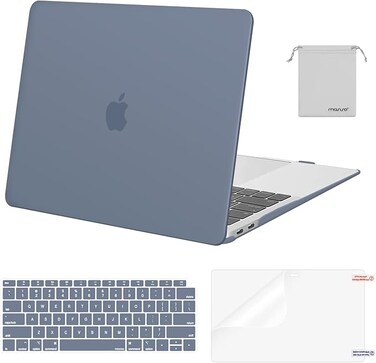 MOSISO Compatible with MacBook Air 13 inch Case 2022, 2021-2018 Release A2337 M1 A2179 A1932, Plastic Hard Shell&amp;Keyboard Cover&amp;Screen Film&amp;Storage Bag for MacBook Air 13.3 inch Case, Haze Blue
