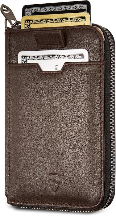 Vaultskin Notting Hill zip wallet with RFID protection (Brown)
