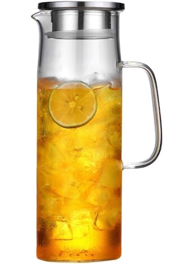 Glass Pitcher with Lid, Hot and Cold Water Jug, Juice and Iced Tea Beverage Carafe