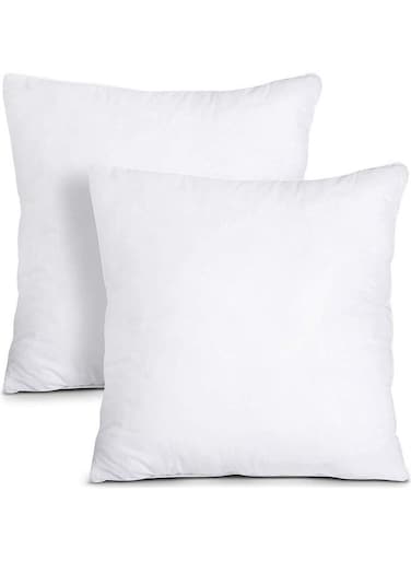 2-Piece Decorative Throw Pillow Insert For Sofa, Chair, Bedroom, Living Room And Car Fabric White 40x40cm