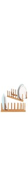 AMERTEER Bamboo Dish Drying Rack   8-Slot Plate Organizer for Cabinet, Wooden Dish Rack for Kitchen, Cutting Board Holder, Space-Saving Dish Organizer for Plates &amp; Bowls (13.7 x 4.7 x 4.1 Inch)