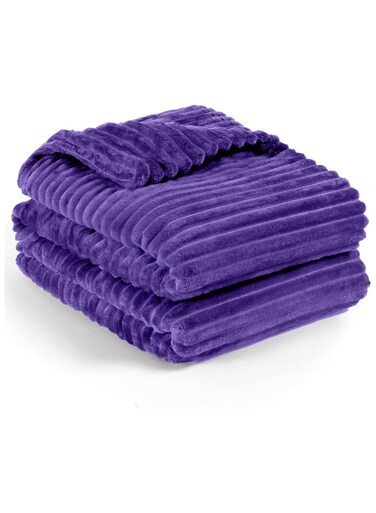 G H Striped Flannel Fleece Blanket Plush Throw Blanket Super Soft Single Size (160x220cm) for Bed and Sofas, Luxurious Warm and Comfortable