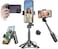 TNW Mini Selfie Stick Tripod with Detachable Remote, 3 in 1 Portable Phone Handle Grip with 2 Cold Shoes, Pocket Size Phone Tripod for Vlog Livestreaming Photography(Black)