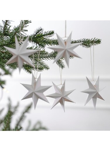 Ginger Ray 3D White Paper Star Christmas Tree Hanging Decorations 5 Pack