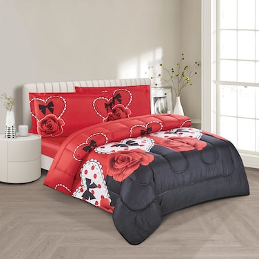 STARGOLD Microfiber Solid 4 Pieces Comforter Set Fitted Sheet, Pillowsham, Comforter 170X230 CM King Size Mattress SG-CP2016