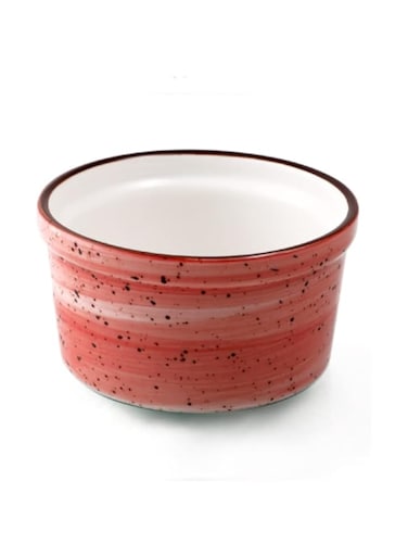 Porceletta Color Glaze Porcelain Lined Ramekin, 9 cm Size, Red