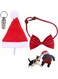 PETSARY (Set of 3) Pets Santa Hat, Bow Tie and 1 Pc Pet ID Tag Gift Christmas Costume - Xmas Costumes Santa Hat - Adjustable Elastic Band Pet Red Bow Tie Collar - Holiday Outfit for Small to Medium