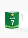 Designer Printed Coffee Mug with Heavy Duty Handle 11oz Ceramic Personalised Gift Mugs Cup [Microwave Safe &amp; Dishwasher Proof ] - Cricket Player - Shadab Khan, Jersey Number - 7 (With Logo)
