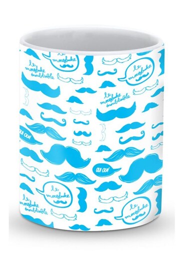 Premium Le Moustache Designer Mug White/Blue